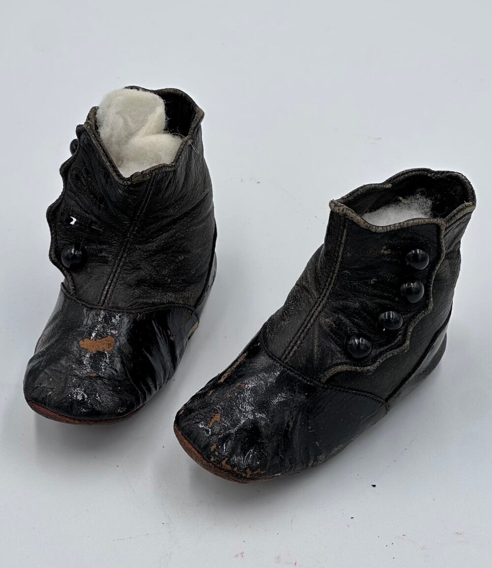 Victorian Era Antique Leather Baby Child Doll Button-Up Shoe Boots